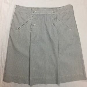 Ann Taylor blue white striped button skirt 10